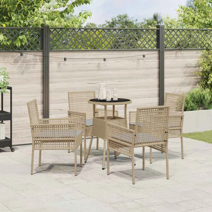 Ensemble de salle à manger pour jardin 5 pcs Beige polyrotin - 4