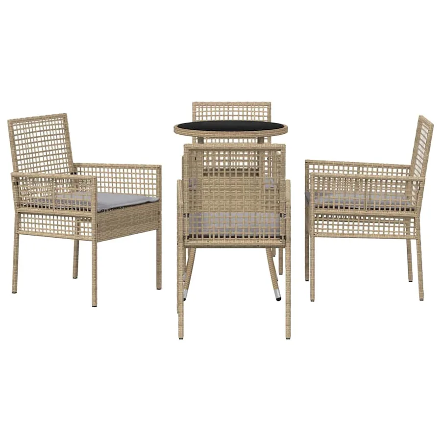 Ensemble de salle à manger pour jardin 5 pcs Beige polyrotin - 7