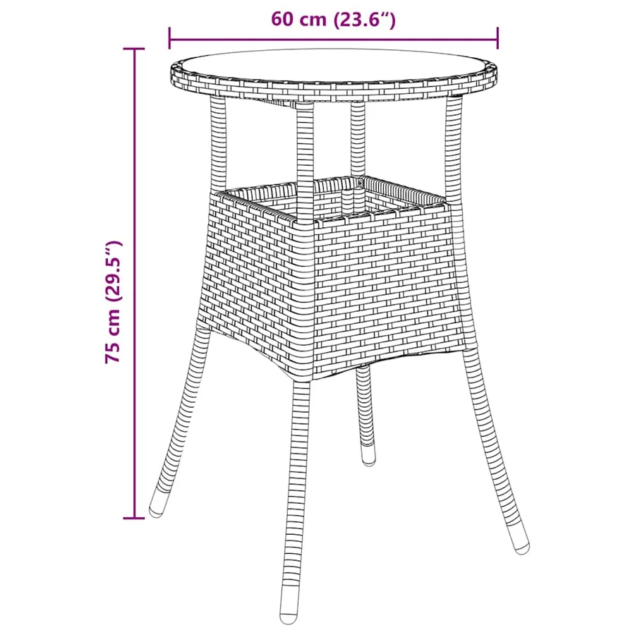 Ensemble de salle à manger pour jardin 3 pcs Marron polyrotin - 11