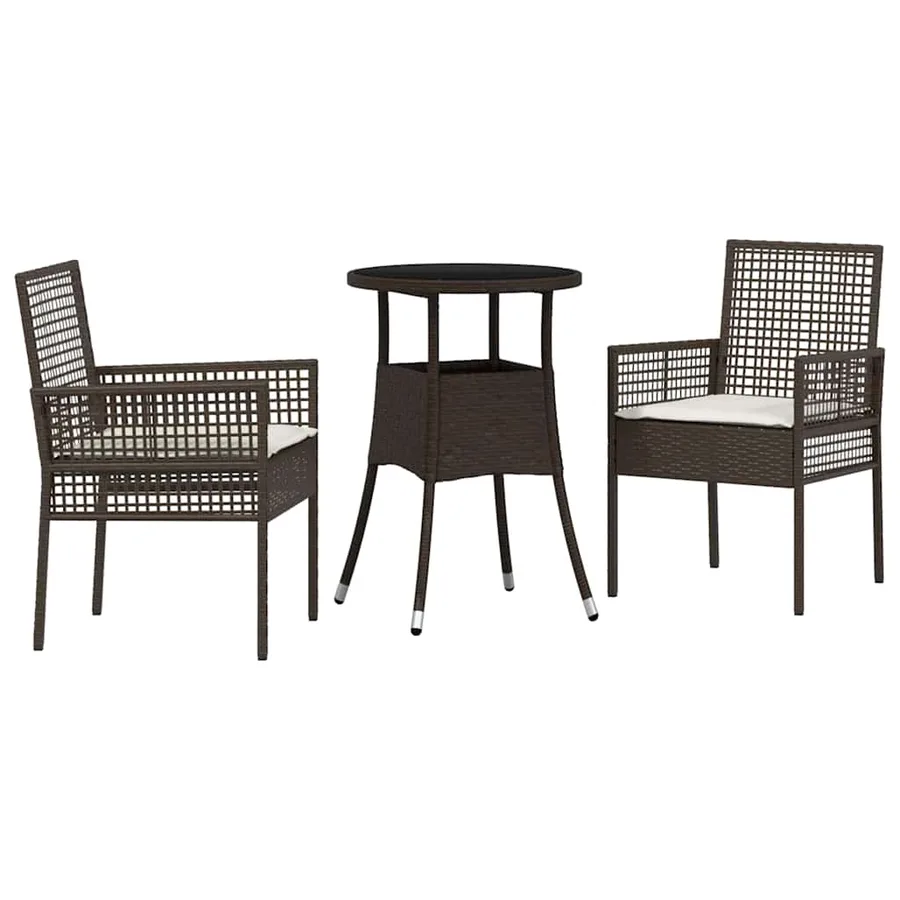 Ensemble de salle à manger pour jardin 3 pcs Marron polyrotin - 2