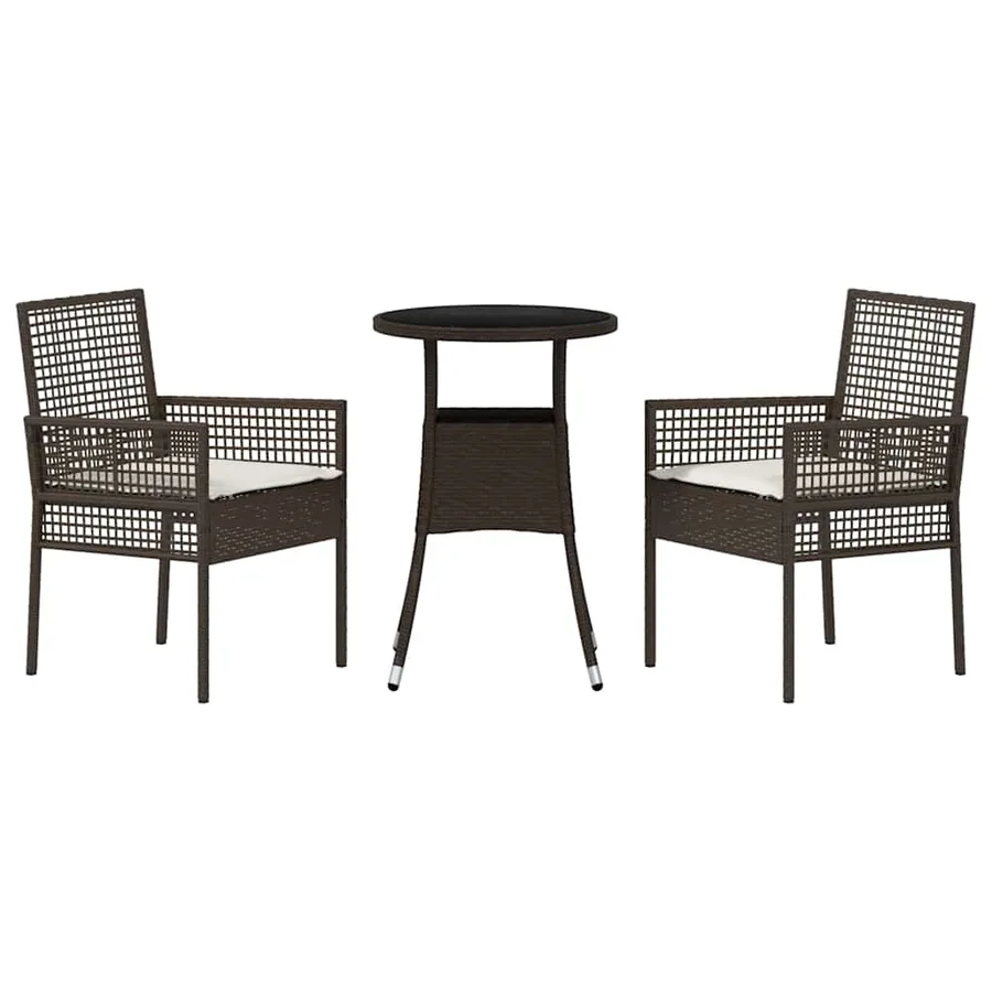 Ensemble de salle à manger pour jardin 3 pcs Marron polyrotin - 7