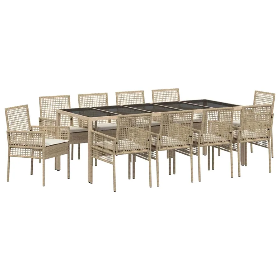 Ensemble de salle à manger pour jardin 11 pcs Beige polyrotin - 2