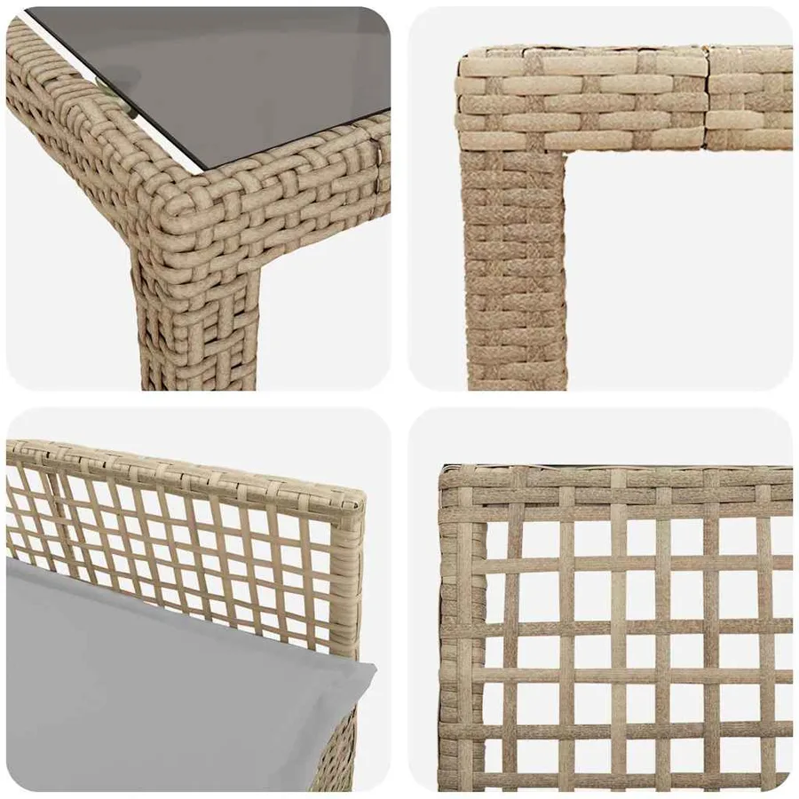 Ensemble de salle à manger pour jardin 11 pcs Beige polyrotin - 9