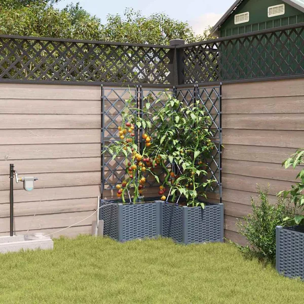 Cache-pot de jardin 3 pc Gris clair 80 x 80 x 142 cm PP