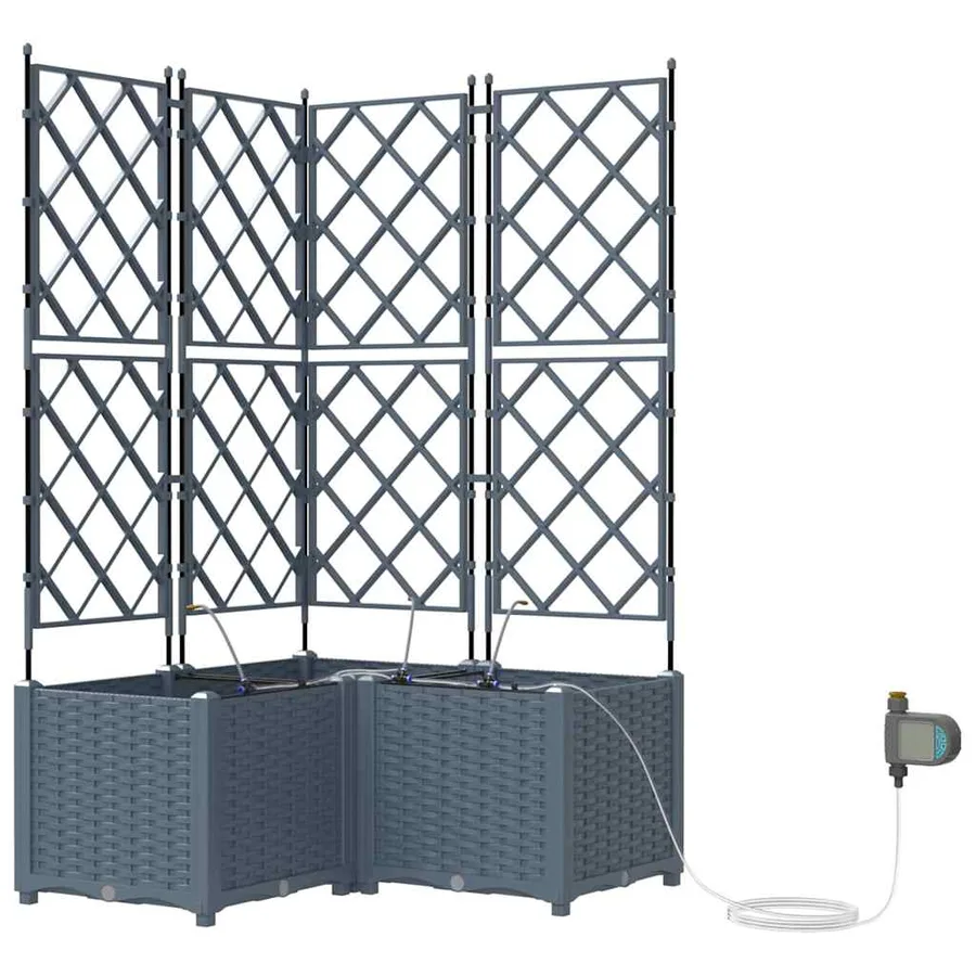 Cache-pot de jardin 3 pc Gris clair 80 x 80 x 142 cm PP - 2
