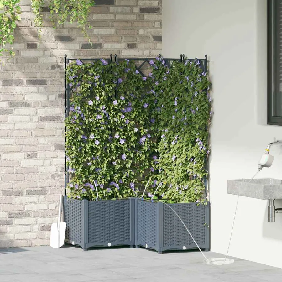 Cache-pot de jardin 3 pc Gris clair 80 x 80 x 142 cm PP - 3