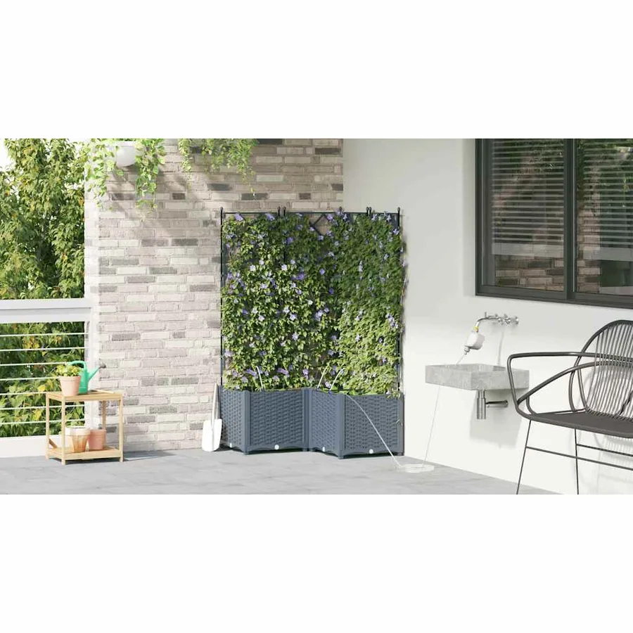 Cache-pot de jardin 3 pc Gris clair 80 x 80 x 142 cm PP - 4