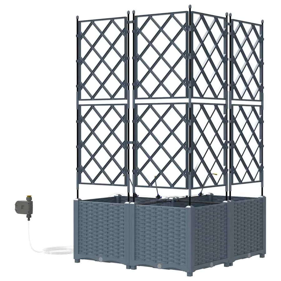 Cache-pot de jardin 3 pc Gris clair 80 x 80 x 142 cm PP - 7