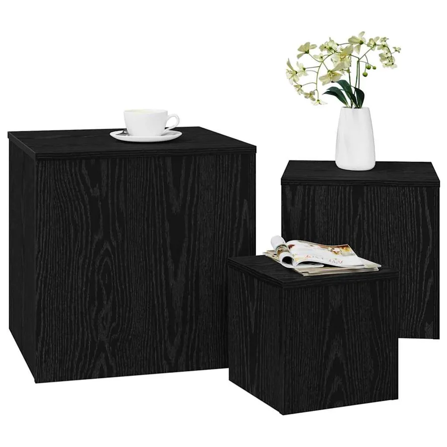 Table Gigogne 3 pcs Chêne noir Bois d'ingénierie - 3