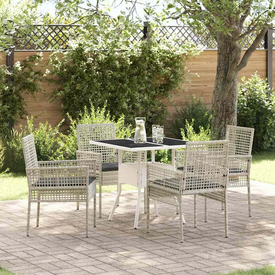 Ensemble de salle à manger pour jardin 5 pcs Gris clair