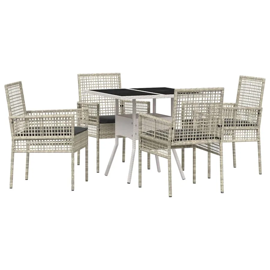 Ensemble de salle à manger pour jardin 5 pcs Gris clair - 2