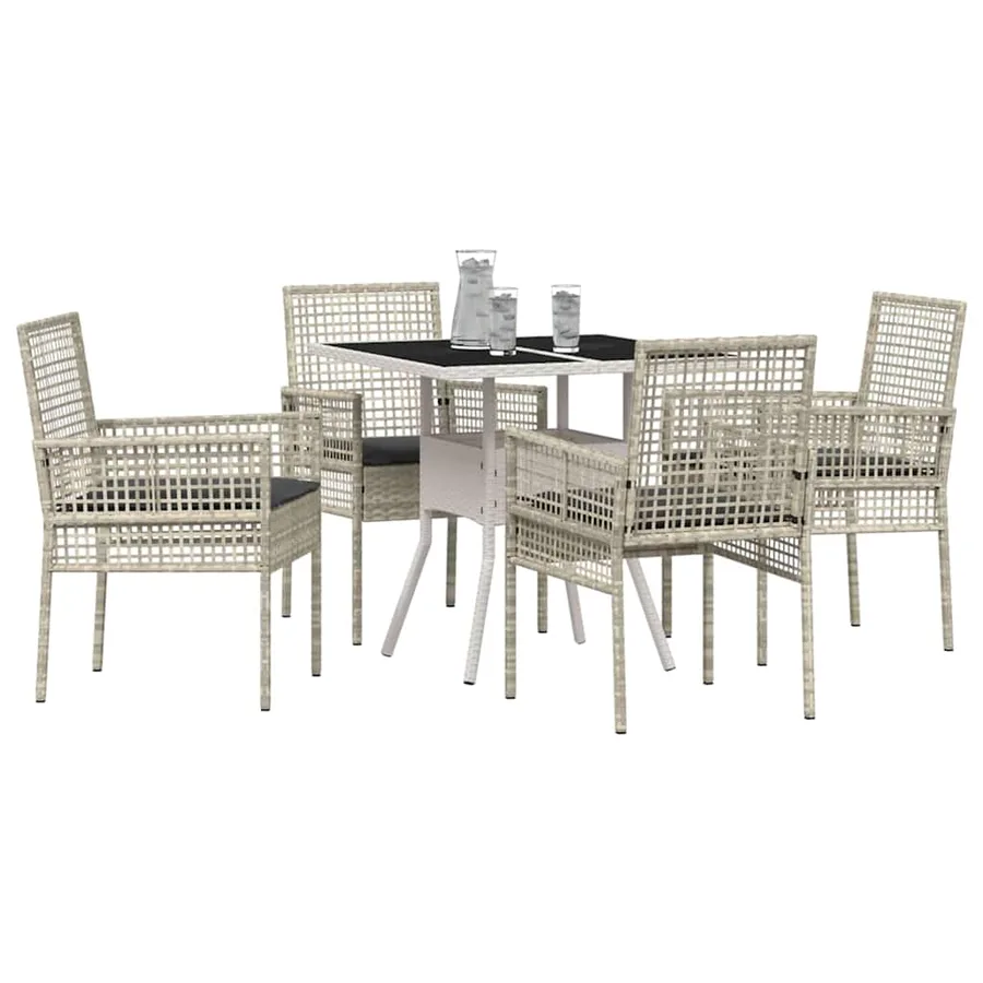 Ensemble de salle à manger pour jardin 5 pcs Gris clair - 3