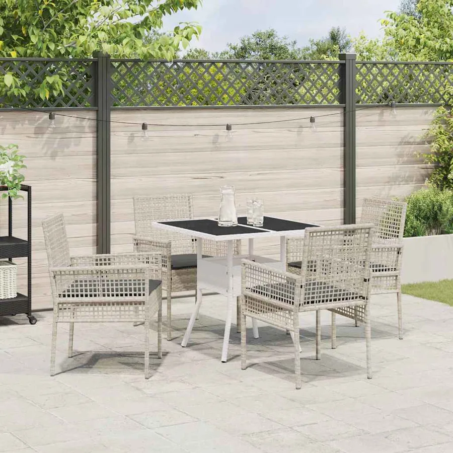 Ensemble de salle à manger pour jardin 5 pcs Gris clair - 4