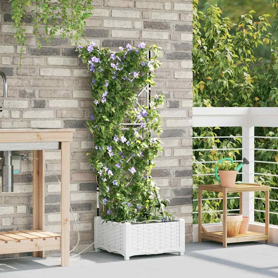 Cache-pot de jardin Blanc 40 x 40 x 126 cm PP