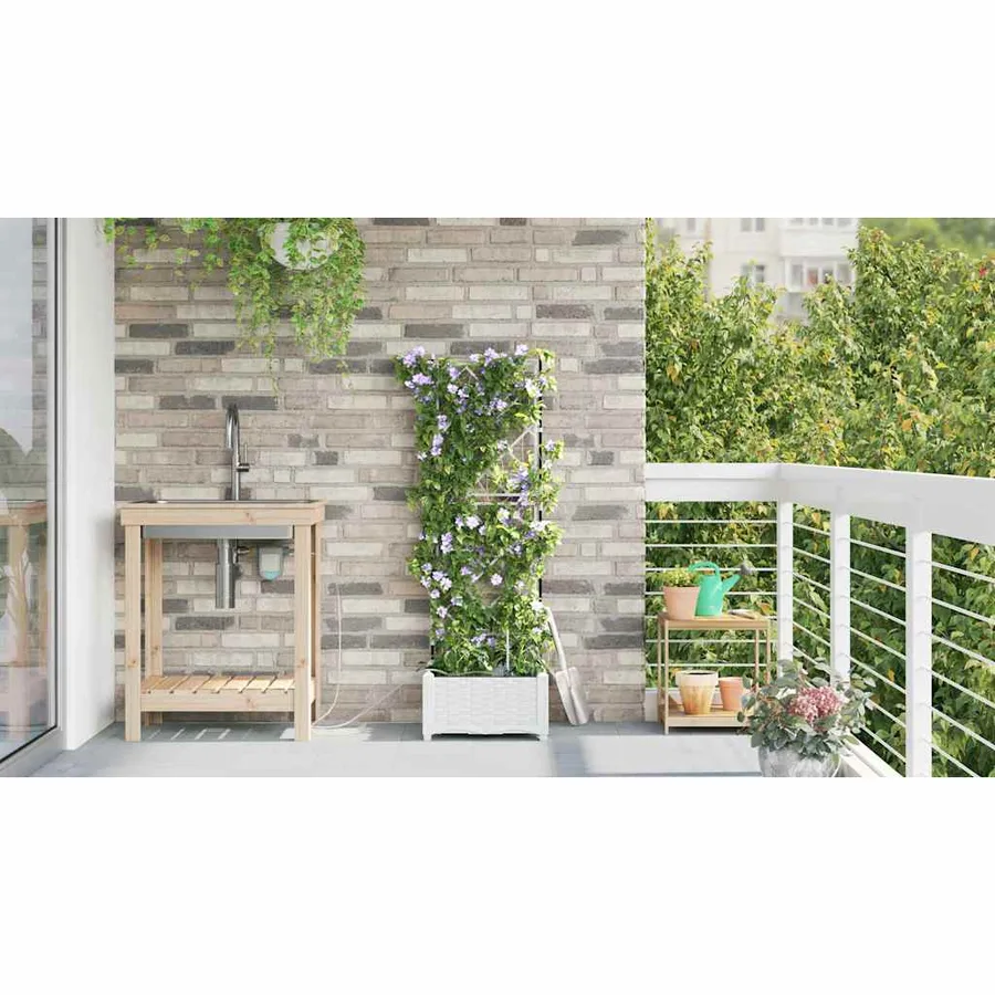 Cache-pot de jardin Blanc 40 x 40 x 126 cm PP - 4