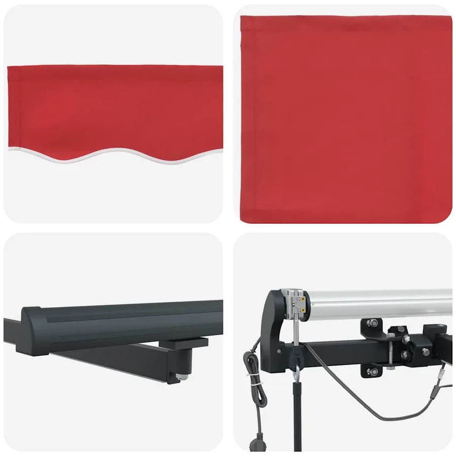 Auvent rétractable Rouge 400 × 300 cm Polyester - 8