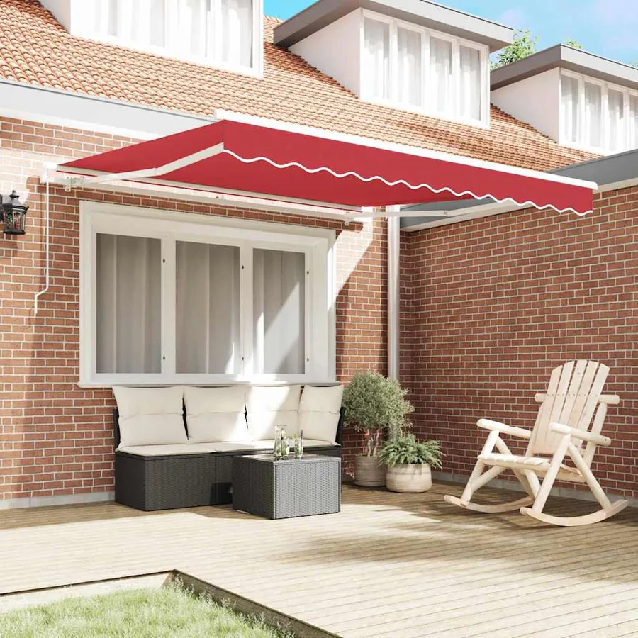 Auvent rétractable Rouge 350 x 250 cm Polyester et Aluminium - 3