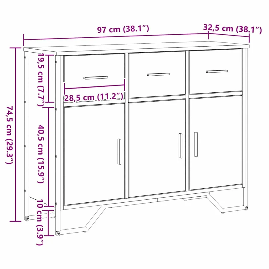 Buffet avec tiroir Chêne noir 97 x 32,5 x 74,5 cm - 12