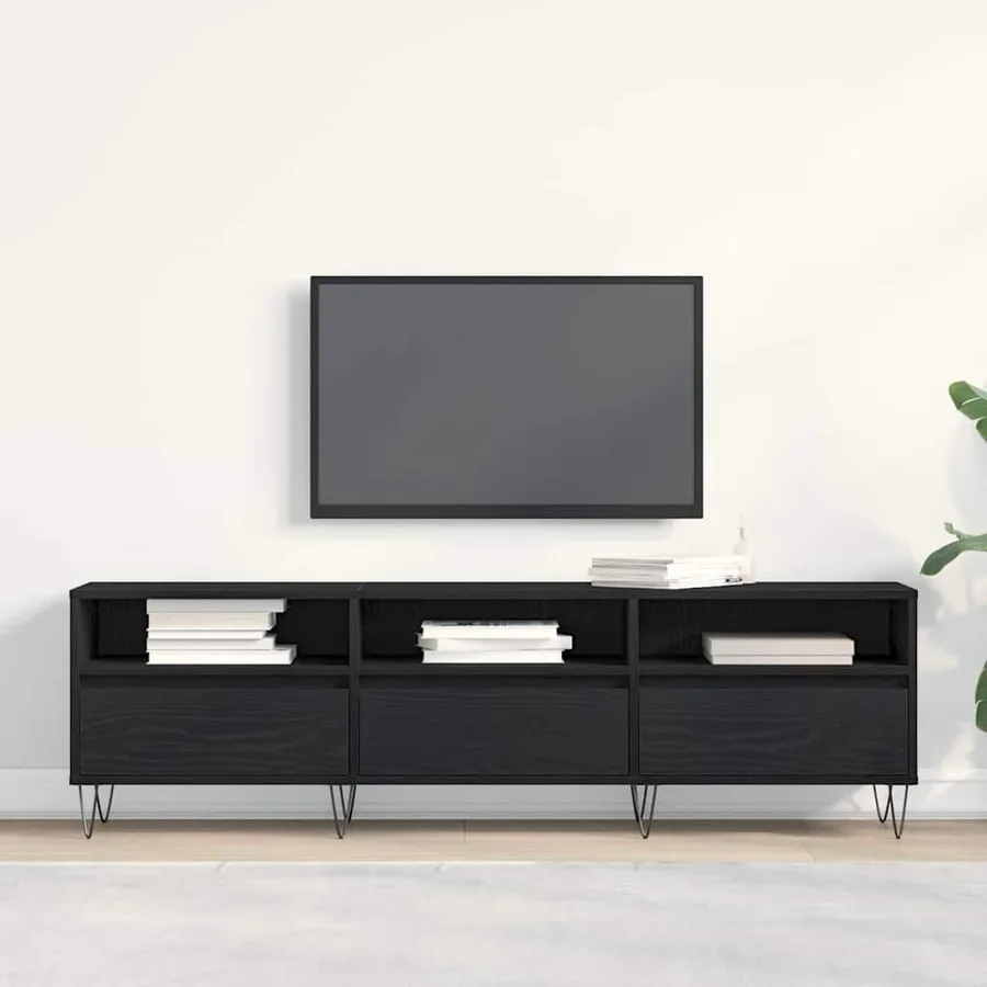 Meuble TV Chêne noir 150 x 30 x 44,5 cm Bois d'ingénierie - 4