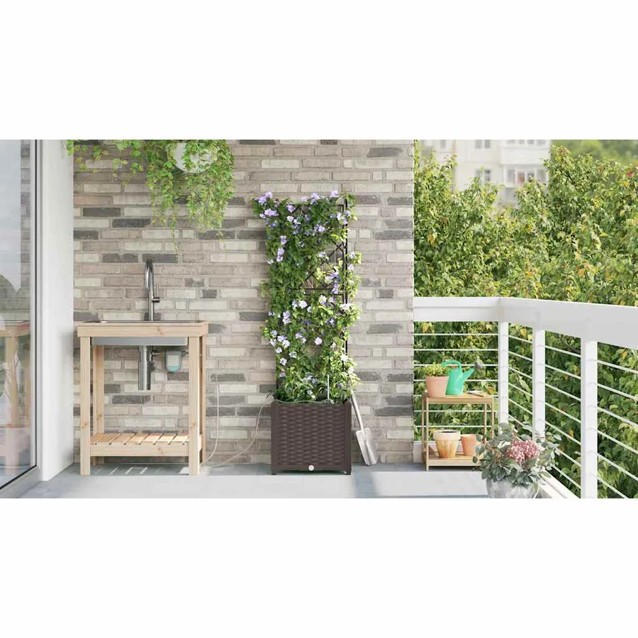 Cache-pot de jardin Marron 40 x 40 x 142 cm PP - 4