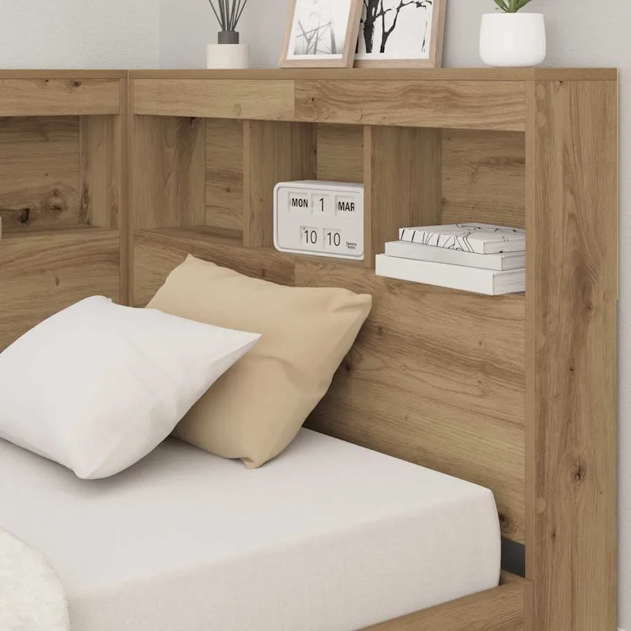 Tête de lit de rangement Chêne artisanal Bois d'ingénierie - 4