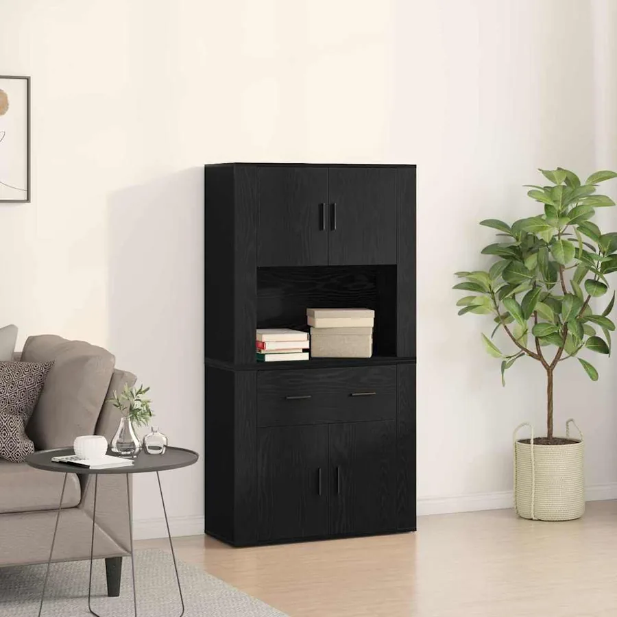 Haut de Buffet Chêne noir 80 x 33 x 150 cm Bois d'ingénierie