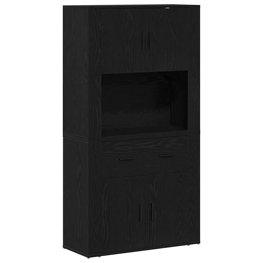 Haut de Buffet Chêne noir 80 x 33 x 150 cm Bois d'ingénierie - 2