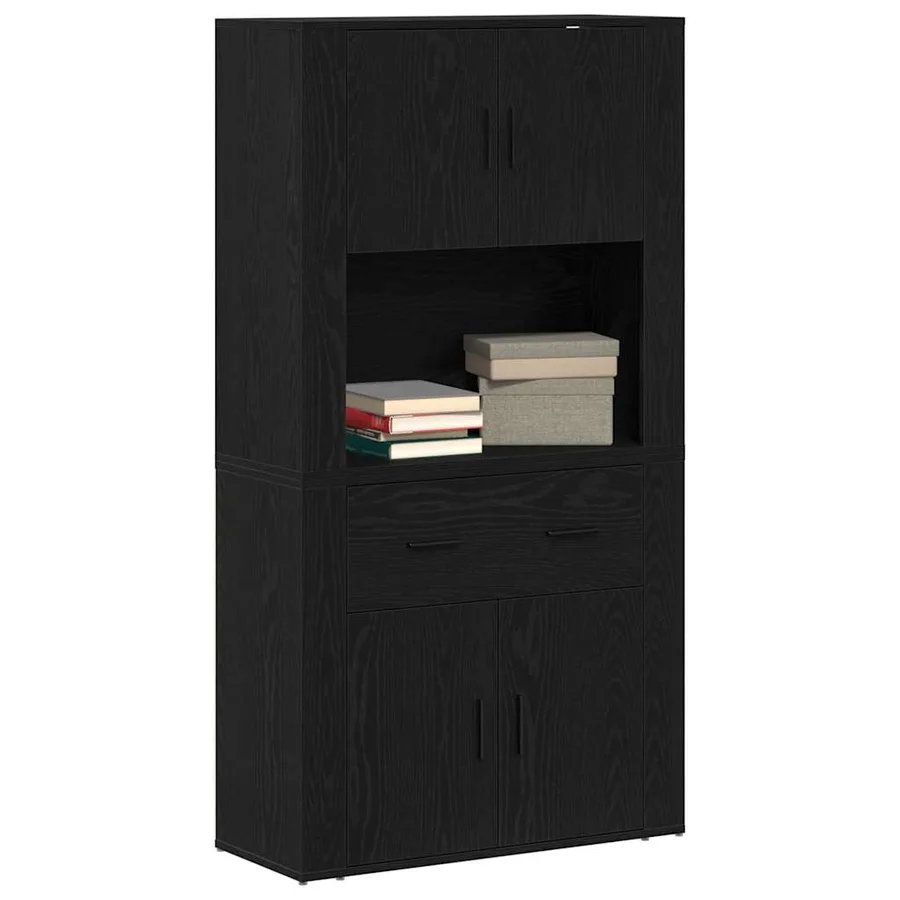 Haut de Buffet Chêne noir 80 x 33 x 150 cm Bois d'ingénierie - 3