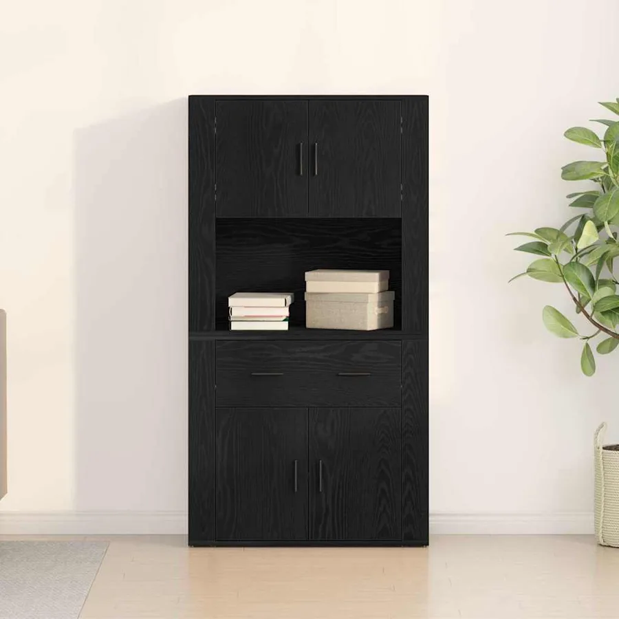 Haut de Buffet Chêne noir 80 x 33 x 150 cm Bois d'ingénierie - 4