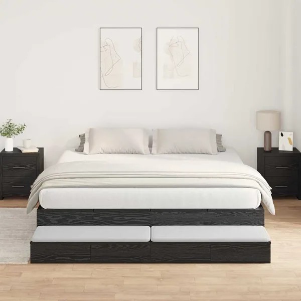 Cadre de lit avec rangement Chêne noir 200 cm Bois d'ingénierie