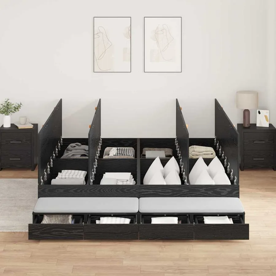 Cadre de lit avec rangement Chêne noir 200 cm Bois d'ingénierie - 3