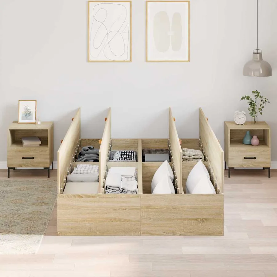 Cadre de lit avec rangement Chêne Sonoma 120 x 200 cm - 3