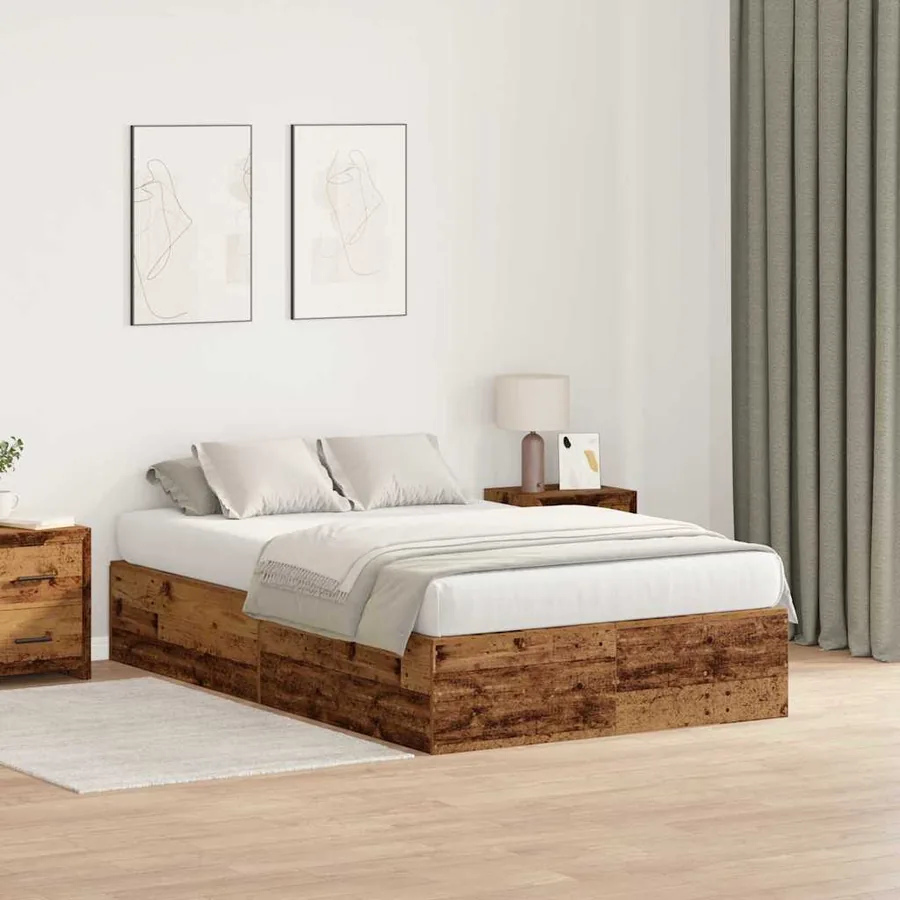 Cadre de lit avec rangement Bois Ancien 120 x 200 cm