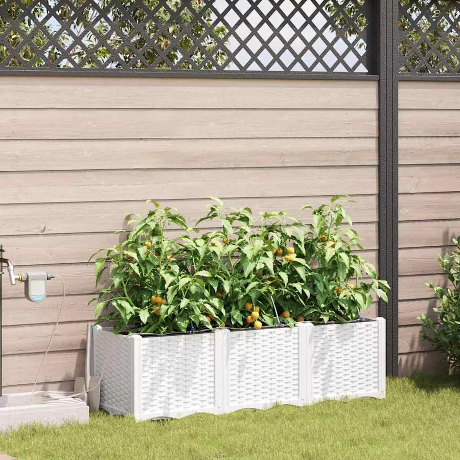 Cache-pot de jardin 3 pc Blanc 120 x 40 x 37,5 cm PP