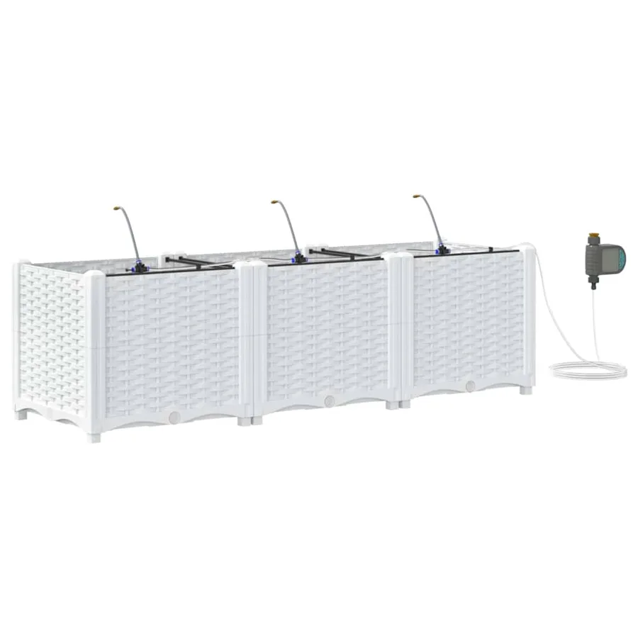 Cache-pot de jardin 3 pc Blanc 120 x 40 x 37,5 cm PP - 2