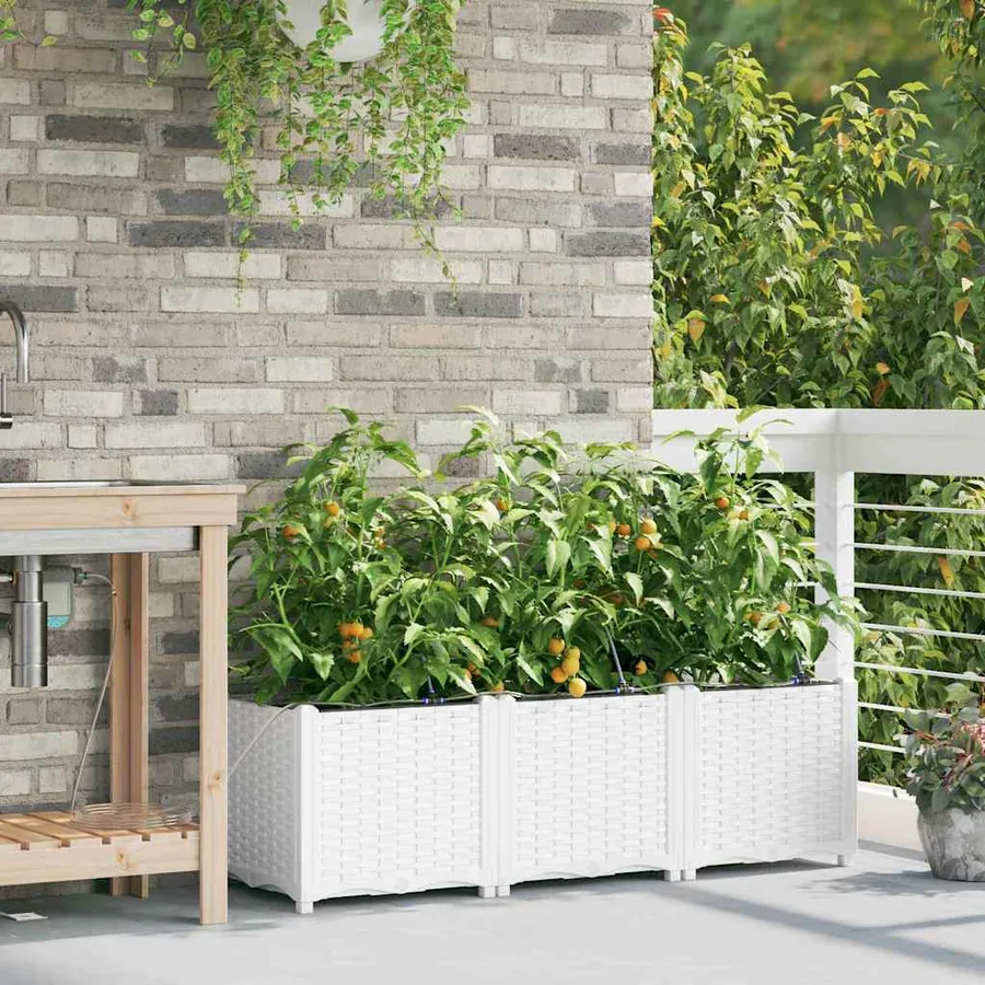 Cache-pot de jardin 3 pc Blanc 120 x 40 x 37,5 cm PP - 3