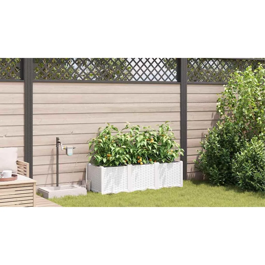Cache-pot de jardin 3 pc Blanc 120 x 40 x 37,5 cm PP - 4