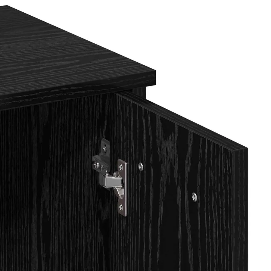 Ensemble de table de maquillage LED avec porte 2 pcs Chêne noir - 13