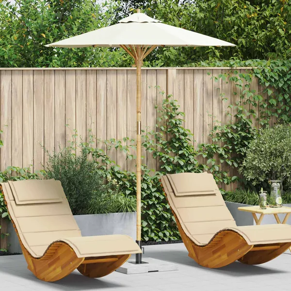 Parasol de jardin Blanc crème Ø 180 x 230 cm Bambou