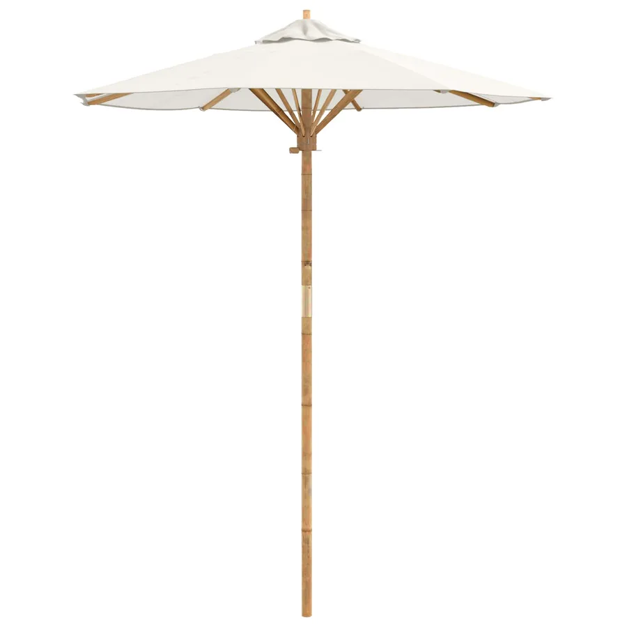 Parasol de jardin Blanc crème Ø 180 x 230 cm Bambou - 2