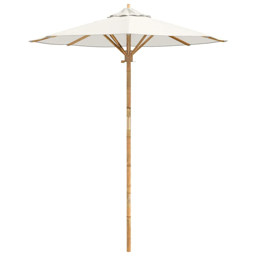 Parasol de jardin Blanc crème Ø 180 x 230 cm Bambou - 4
