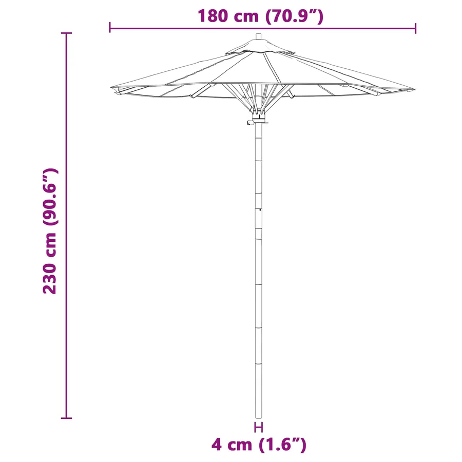 Parasol de jardin Blanc crème Ø 180 x 230 cm Bambou - 8