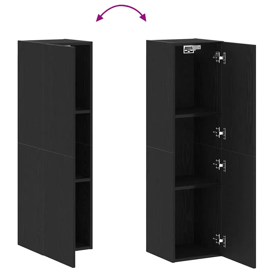 Meuble TV mural Chêne noir 30,5 x 30 x 110 cm Bois d'ingénierie - 11