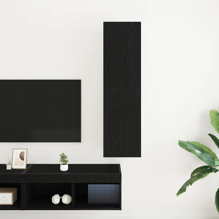 Meuble TV mural Chêne noir 30,5 x 30 x 110 cm Bois d'ingénierie - 4