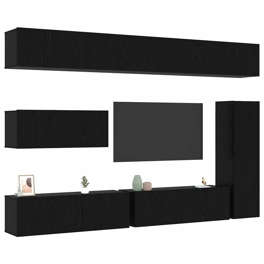 Ensemble meuble TV 7 pcs Chêne noir Bois d'ingénierie - 3