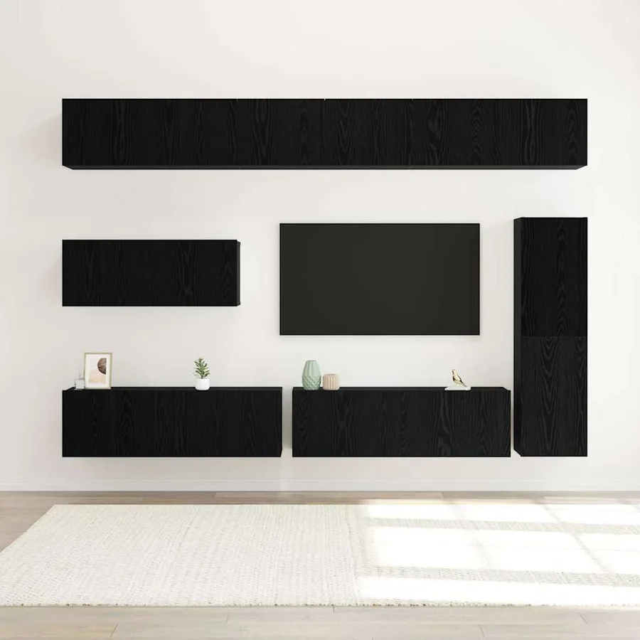 Ensemble meuble TV 7 pcs Chêne noir Bois d'ingénierie - 4