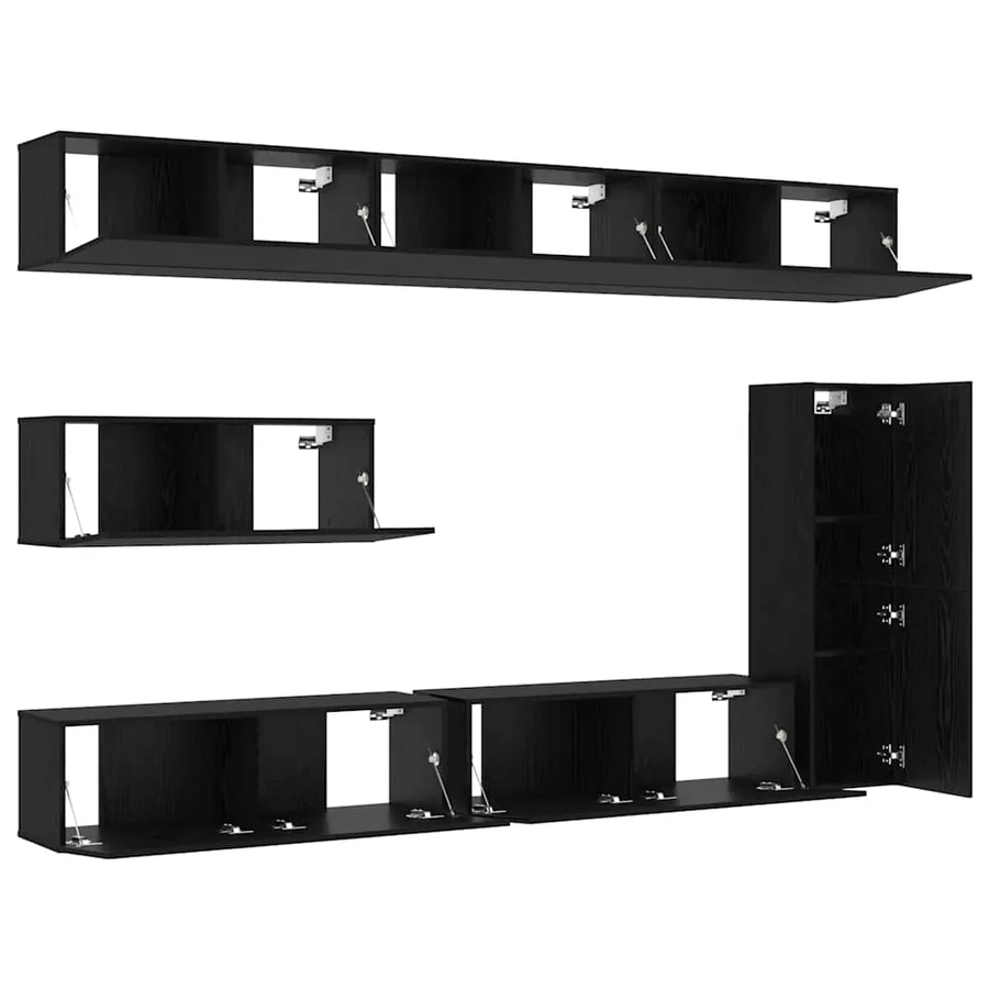 Ensemble meuble TV 7 pcs Chêne noir Bois d'ingénierie - 5
