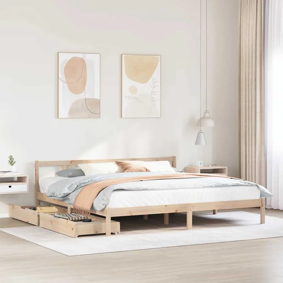 Cadre de lit sans matelas 200x200 cm bois massif de pin