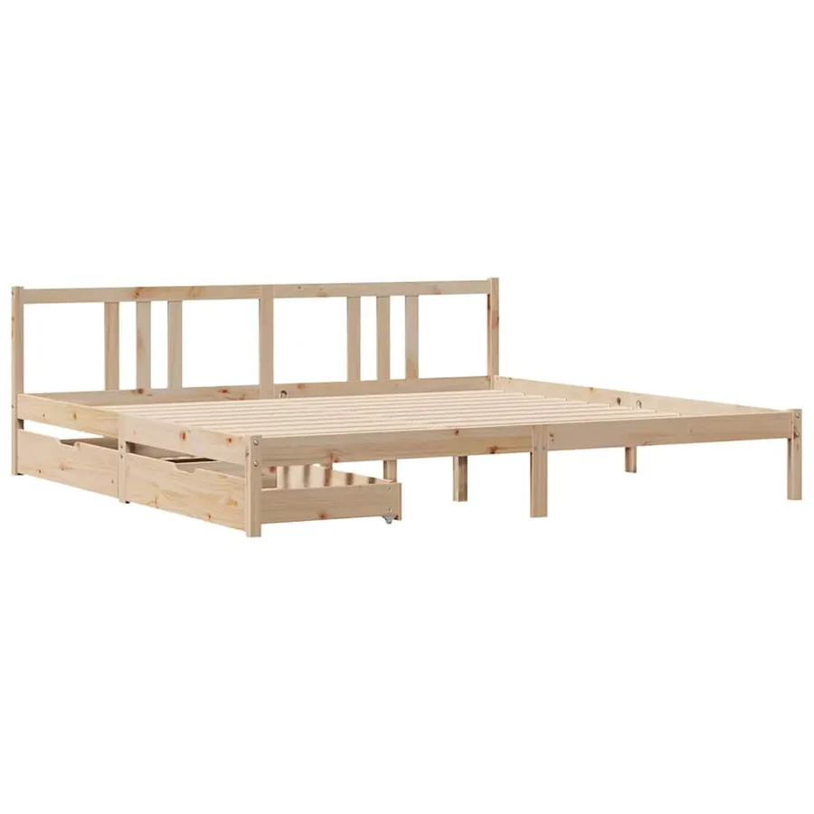 Cadre de lit sans matelas 200x200 cm bois massif de pin - 3