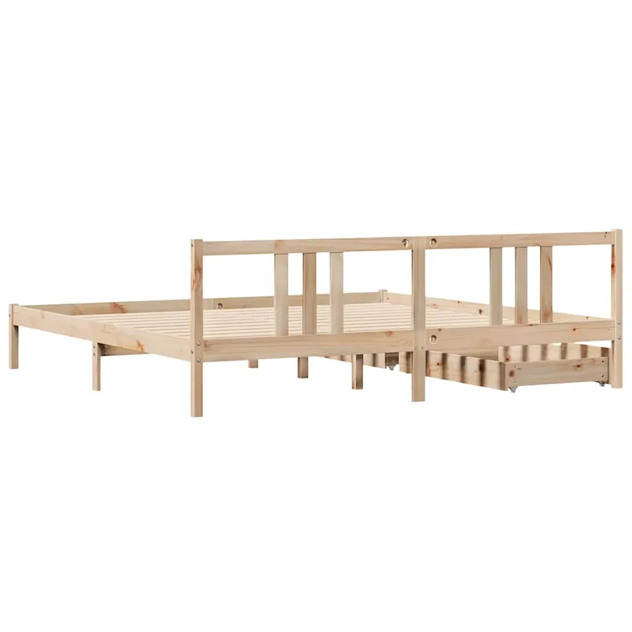 Cadre de lit sans matelas 200x200 cm bois massif de pin - 6